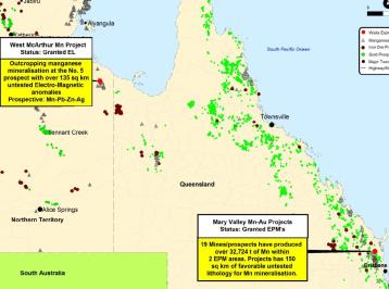 Eclipse Metals is investigating the potential of its Mary Valley Project near Gympie in Queensland to host DSO manganese mineralization