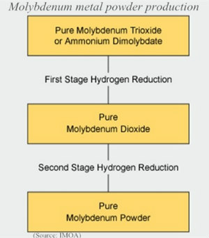 Molybdenum metal powder production